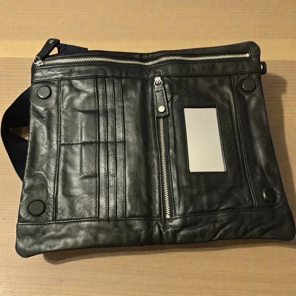 BCBGMaxAzria Black Soft Leather Folding Wristlet Clutch